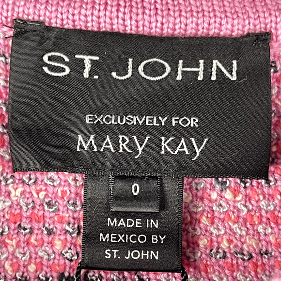 St. John For Mary Kay Long Tweed Jacket Women 0 Pink Wool Classic Elle Woods NWT - Picture 4 of 16